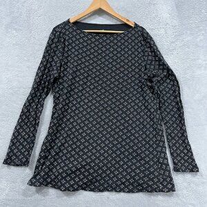 j jill pima boat‎ neck tunic womens large Black White Long Sleeve Whimsigoth